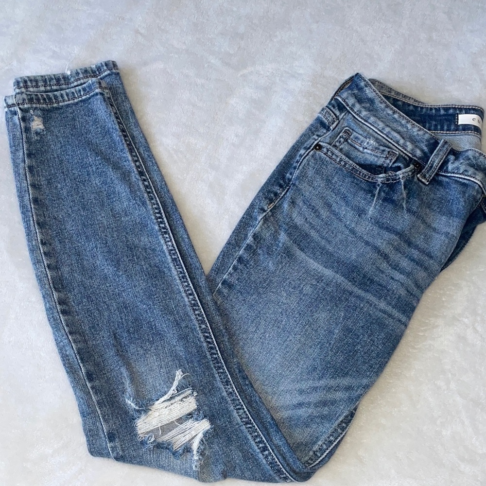 Fashion Nova Distressed Blue Skinny Jeans